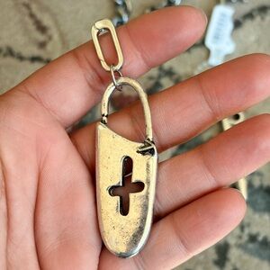 🩶 Free People🩶 Silver Cross Padlock Charm for purse chain